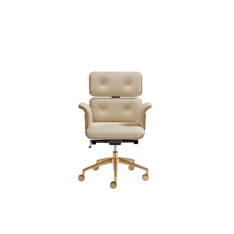 Executive Chair Armadillo In Light Beige With Matt Gold-Plated Base