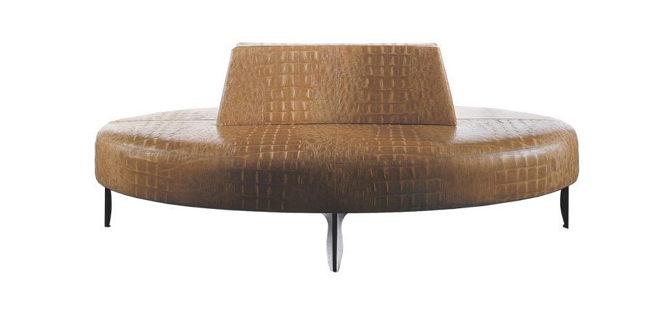 Brown sofa with an elliptic shape made by Altek Italia Design